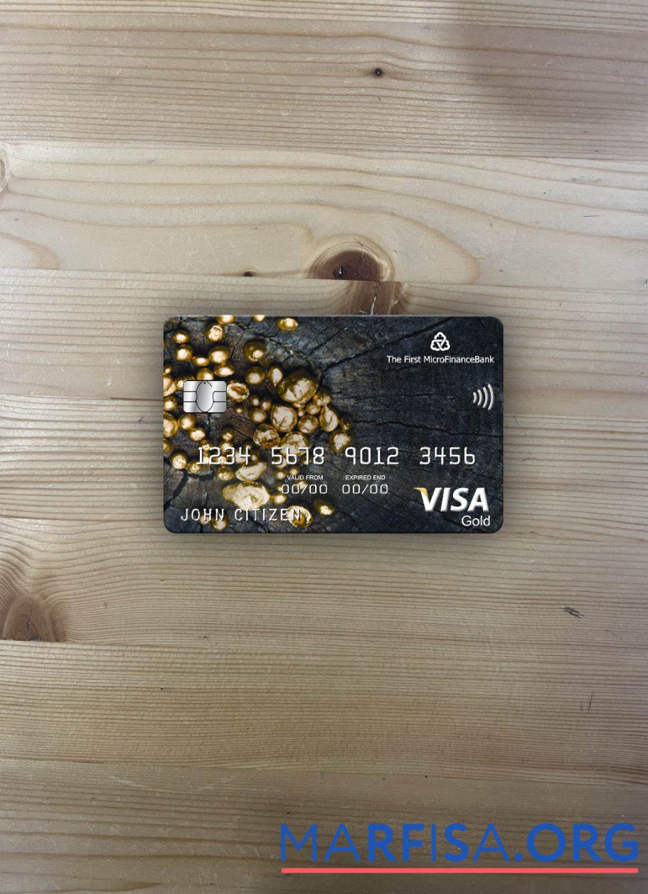 Downloadable Tajikistan The First MicroFinance (FMFB) bank visa gold card photolook front example